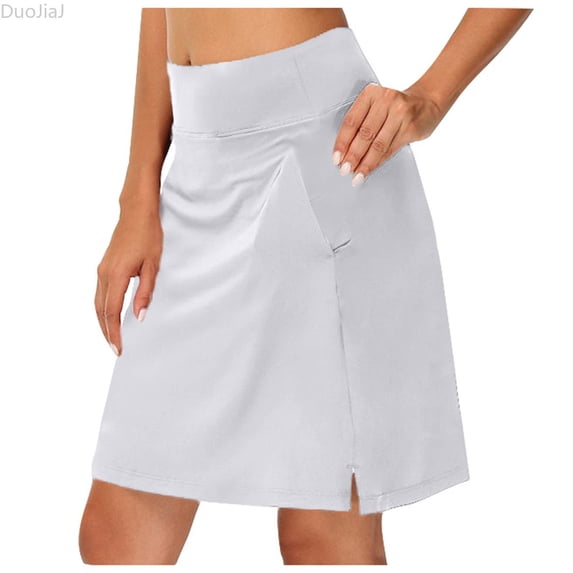 DuoJiaJ Womens Sports Tennis Yoga Short Skirt Casual Solid Color Bottom Skirt Set Skirts For Women White M