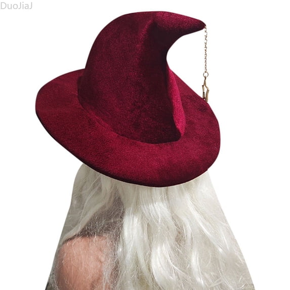 DuoJiaJ Womens Star Pendant Witch Hat, Wizard Cap Party Dress Up Red Sizes One Size