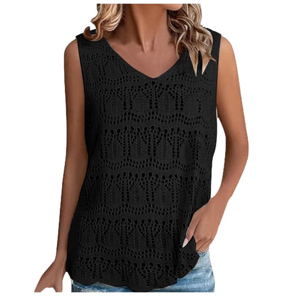 DuoJiaJ Womens Summer Tank Top For Women 2025 Trendy V Neck Crochet Sleeveless Shirts Sweater Vest Women’s Basic Tank Tops