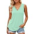 thumbnail image 1 of DuoJiaJ Womens Summer Tank Tops Loose Fit Lace V Neck Sleeveless Tops Shirts Dressy Casual Flowy Plus Size Women’s Tops Green XXL, 1 of 4
