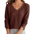 thumbnail image 1 of DuoJiaJ Womens Sweaters Fall Pullover V Neck Long Sleeve Light Sweaters Casual Lightweight Trendy Cozy Tops Red L, 1 of 5