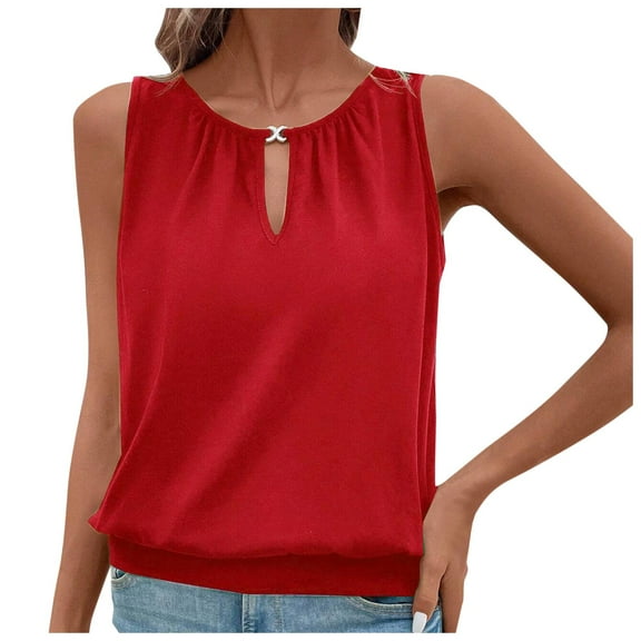DuoJiaJ Womens Tank Tops V Neck Keyhole Basic Solid Casual Summer Sleeveless Regular Fit Blouse Shirt Breathable Yoga Tank Tops for Women