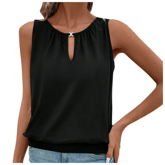 DuoJiaJ Womens Tank Tops V Neck Keyhole Basic Solid Casual Summer Sleeveless Regular Fit Blouse Shirt Breathable Yoga Tank Tops for Women