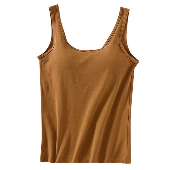 DuoJiaJ Womens Tank Tops With Built In Bras 2025 Summer Casual Crew Neck Sleeveless Camisole Cotton Padded Workout Tops Women’s Lace Trim Tank Tops