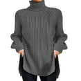 thumbnail image 1 of DuoJiaJ Womens Turtleneck Oversized Sweater Batwing Pullover Sweater Casual Fall Loose Knit Jumper Top Gray XXXL, 1 of 5