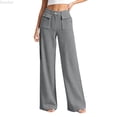 thumbnail image 1 of DuoJiaJ Womens Wide Leg Pants, Knit High Waist Relaxed Casual Trousers Gray XXL, 1 of 5