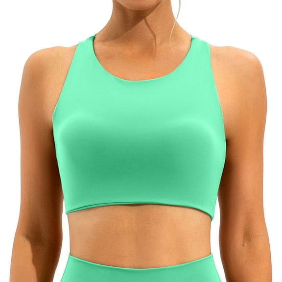 DuoJiaJ Womens Workout Sports Bras Fitness Backless Padded Low Impact Bra Yoga Crop Tank Top Plus Size Bras Green
