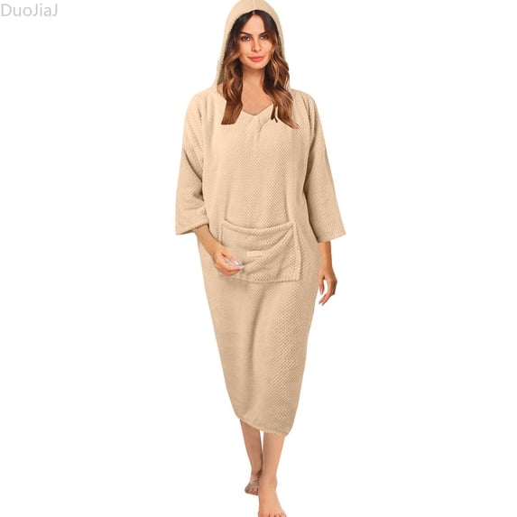 DuoJiaJ Zipper Robes For Women Ribbed Knit Bathrobe Lightweight Full Length Loungewear With Pockets S 3XL Womens Sleepwear Pink One Size
