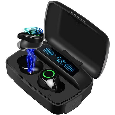 DuoTen Waterproof Wireless Earbuds, Bluetooth 5.0 Wireless Headphone 156H Playtime Hi-Fi Stereo Sound, IPX7 Waterproof in-Ear Wireless Earphones w/Mic LCD Digital Display 2200mAh Rechargeable Case