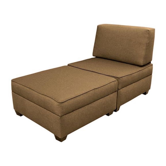 Duobed 36 in. Chaise Lounge Plus 1 Storage Ottomans - Mocha