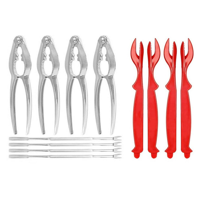 12-piece Seafood Tools Set includes 2 Crab Crackers, 4 Lobster Shellers, 6  Crab Leg Forks/Picks - Nut Cracker Stainless Steel Seafood Utensils  Crackers & Forks Cracker Set 