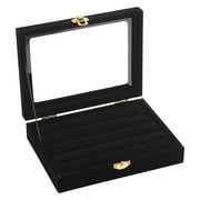 Duobla Velvet Glass Jewelry Ring Display Organizer Case Tray Holder Earring Storage Box