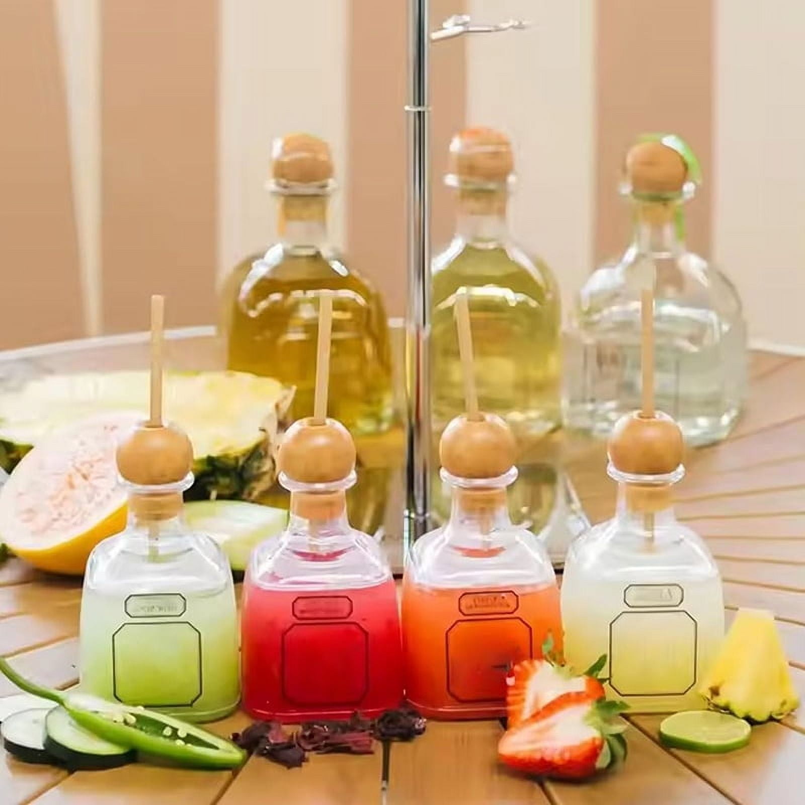 Duochuang Patron Bottles Empty For Drinks, Reusable Cups With Straw Hole, Plastic Mini Patron Tequila Bottles, Patron Liquor Bottle Cups