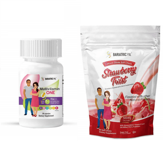 Duodenal Switch Vitamin Pack - Capsules Size: 1-Month Supply, BariatricPal Multivitamin ONE: Capsule with 45mg Iron, BariatricPal Calcium Citrate Soft Chews: Strawberry Twist