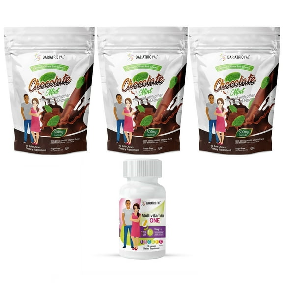 Duodenal Switch Vitamin Pack - Capsules Size: 3-Month Supply, BariatricPal Multivitamin ONE: Capsule with 18mg Iron, BariatricPal Calcium Citrate Soft Chews: Chocolate Mint