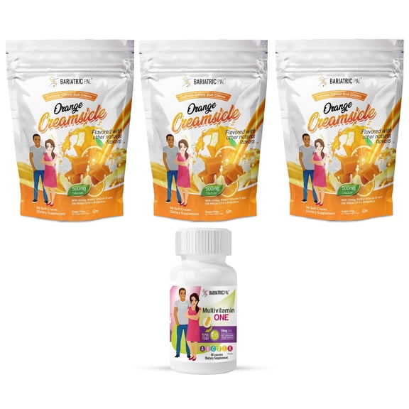 Duodenal Switch Vitamin Pack - Capsules Size: 3-Month Supply, BariatricPal Multivitamin ONE: Capsule with 18mg Iron, BariatricPal Calcium Citrate Soft Chews: Orange Creamsicle