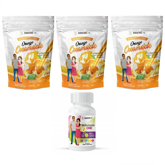 Duodenal Switch Vitamin Pack - Capsules Size: 3-Month Supply, BariatricPal Multivitamin ONE: Capsule with 18mg Iron, BariatricPal Calcium Citrate Soft Chews: Orange Creamsicle