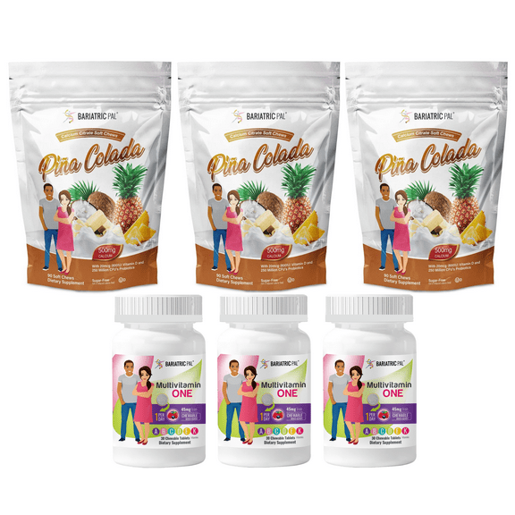 Duodenal Switch Vitamin Pack - Chewables Size: 3-Month Supply, BariatricPal Multivitamin ONE: Mixed Berry Chewable with 45mg Iron, BariatricPal Calcium Citrate Soft Chews: Piña Colada