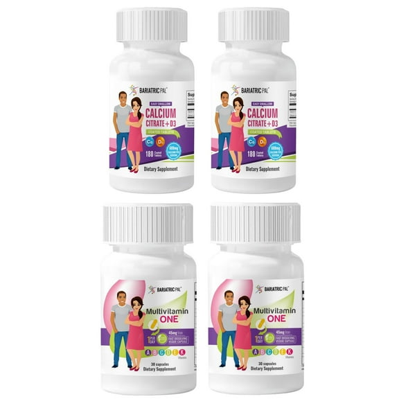 Duodenal Switch Vitamin Pack - Tablets BariatricPal Multivitamin ONE & BariatricPal Easy Swallow Calcium Citrate and D3 Coated Tablets: Capsule with 45mg Iron, Size: 60-Day Supply