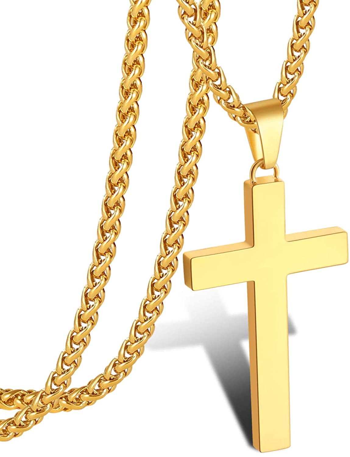 Gold Cross Necklace for Men 1.1875
