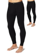 DUOFOLD Men's Mid Weight Wicking Thermal Pant Pack of 2, Black, Small