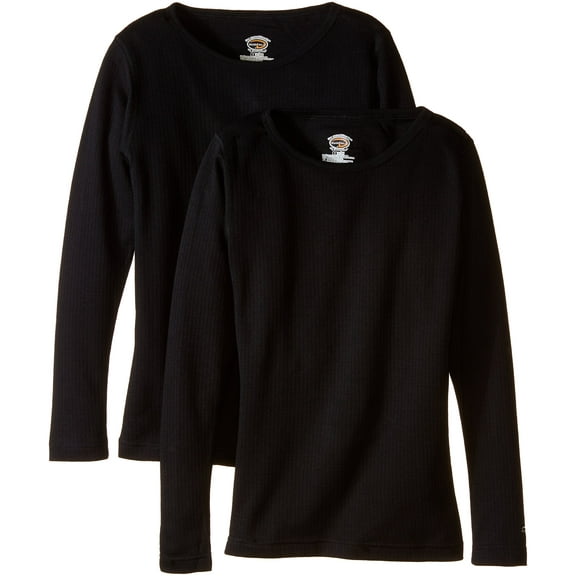 Duofold Thermals Mid-Weight Womens Long Sleeve Crew (Pack of 2) 2 Black