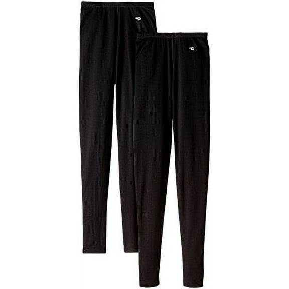 Duofold Women's Mid Weight Wicking Thermal Leggings Pack of 2, Black, Medium