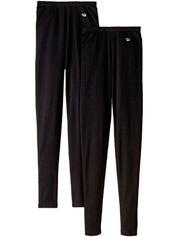 Women's Mid Weight Wicking Thermal Leggings Pack of 2, Black, Medium