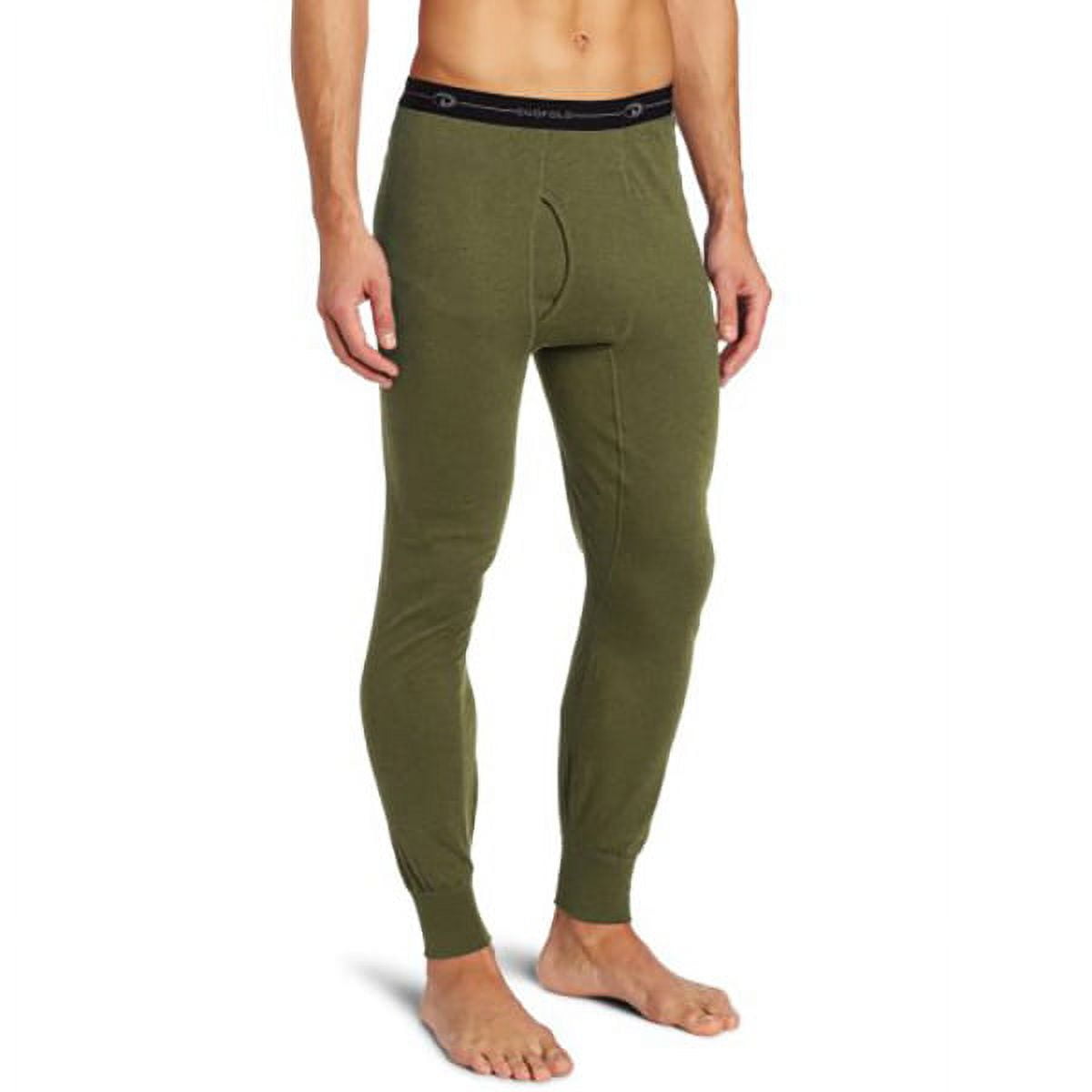 Duofold by Champion Men's Originals Mid-weight Wool Blend Thermal  Pants,Olive Heather,Large