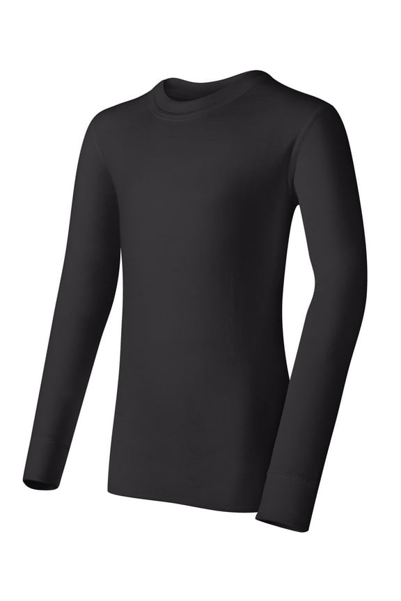 by Unisex® Youth Mid Weight Long Sleeve Thermal Crew, Black - S