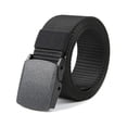 thumbnail image 1 of Duoif 1 Pack Nylon Belts for Men Military Plastic Belts for Men Adjustable No Holes Canvas Web Belt Outdoor Black, 1 of 3