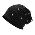 thumbnail image 1 of Duoif Beanies Hats Men Scarf Cap Color Wrap Hat Headgear Women Stretch Head Fashion Pearl Baseball Caps Wool Beanie Winter Hats for Women Black, 1 of 2