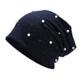 thumbnail image 1 of Duoif Beanies Hats Men Scarf Cap Color Wrap Hat Headgear Women Stretch Head Fashion Pearl Baseball Caps Wool Beanie Winter Hats for Women Navy, 1 of 2
