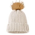 thumbnail image 1 of Duoif Beanies Hats Men Womens Winter Knitted Hat with Faux Pom Warm Knit Cap for Women Wool Beanie Winter Hats for Women White, 1 of 9