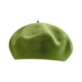 thumbnail image 1 of Duoif Beret Hats for Women Wool Beret Hat French Beret Cap Winter Artist Painter Hat Solid Color for Women Beret Hat French Artist Cap Solid Color Wool Casual Classic Boinas Para Mujer Green M, 1 of 9