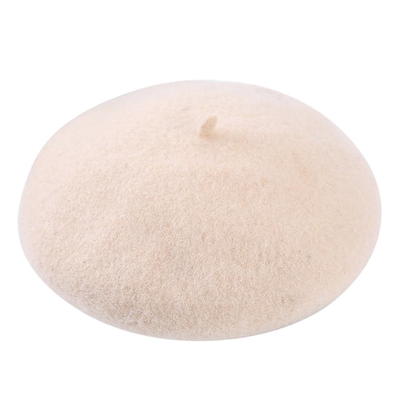 Duoif Beret Hats for Women, Women New Solid Color Adjustable Wool Beret Wool Warm Hat in Autumn and Winter Boinas Para Mujer Beige