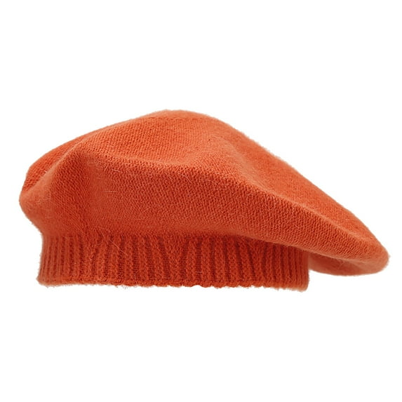 Duoif Beret Hats for Women, Women's Solid Color Knitted Wool Warm Beret Casual Fall and Winter Hat Boinas Para Mujer Red1 M