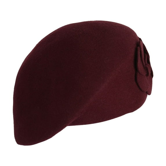 Duoif Beret Hats for Women Wool Elegant Women Beret Beanie Warm Pillbox Hat Cap Boinas Para Mujer Wine
