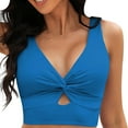 thumbnail image 1 of Duoif Bikini Top Bikini Tops for Women Cropped Tankini Tops Beach Padded Knot Cut Out Adjustable Tank Swimwear Top Swimsuit Tops for Women Blue XXL, 1 of 5