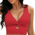 thumbnail image 1 of Duoif Bikini Top Bikini Tops for Women Cropped Tankini Tops Beach Padded Knot Cut Out Adjustable Tank Swimwear Top Swimsuit Tops for Women Red XXL, 1 of 4