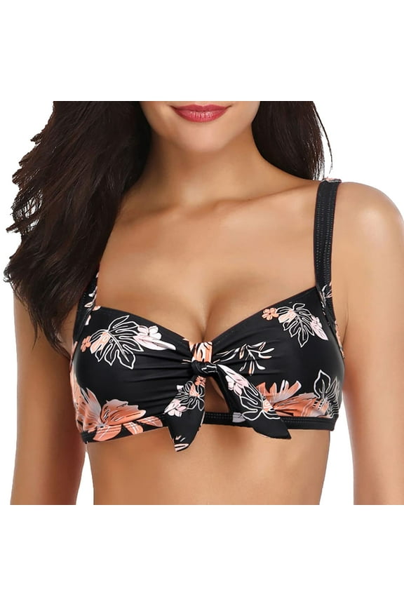 Bikini Top Women Bikini Tops Swim Top Front Tie Knot Bathing Suit Top Padded Swimsuit Top Swimsuit Tops for Women Black XL