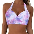 thumbnail image 1 of Duoif Bikini Top Women Swimwear Tops Underwire Full Coverage Bikini Top up Swim Crop Top Tie Back Bathing Suit Tops Womens Bikini Womens Swimsuits Tops for Women Purple M, 1 of 4