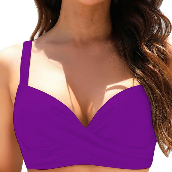 Duoif Bikini Top Women Underwire Bikini Top Swim Top Bra Padded Swimsuit Tops 2025 Bathing Suit Tops Womens Bikini Womens Swimsuits Tops for Women Purple M
