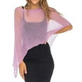 thumbnail image 1 of Duoif Cape Shawl Wraps for Women Mesh Poncho Womens Poncho Lightweight Summer Pullover Sweater Sheer Shawl Pink, 1 of 4
