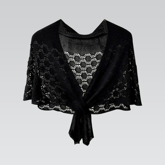 Duoif Cape Shawl Wraps for Women Thin Fashionable and Versatile Women's Hollow Knitted Short Shawl Sheer Shawl Black