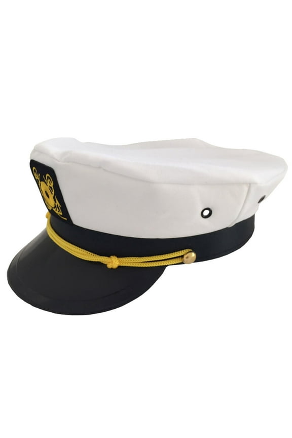 Captain Hat White Cap Sailor Navy Hat Gold Yacht Boat Caps Sailor Hat White