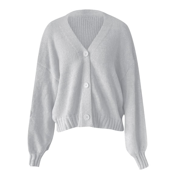 Duoif Cardigan Sweaters for Women 2025 Autumn/Winter Women's Knitted Cardigan – Speckled Casual Loose V Neck Sleeve Knit Sweater Womens Sweaters Light Ashy L