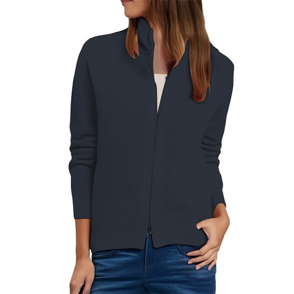 Duoif Cardigan Sweaters for Women Ladies' Casual Fashionable and Back Style Double Zipper Sweater Women's Design Sense Loose Knitted Cardigan Womens Sweaters Black XXL