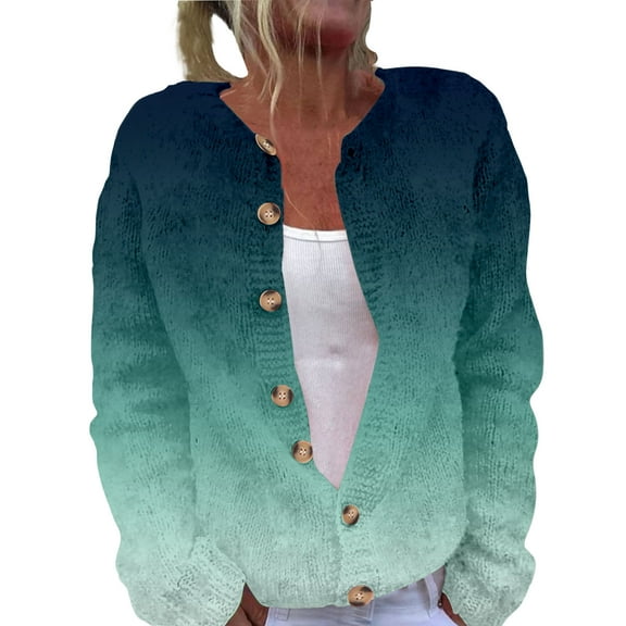Duoif Cardigan Sweaters for Women, Women's Autumn and Winter Warm Sweater Imitation Knitted Cardigan Long Sleeved Sweater Coat Womens Sweaters Mint Green M