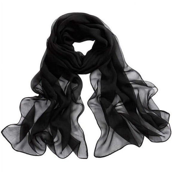 Duoif Chiffon Scarf for Women Scarves Women Thin Beach Girls Shawl Long Wrap Soft Lady Spring Summer Beach Wrap Womens Scarf Black